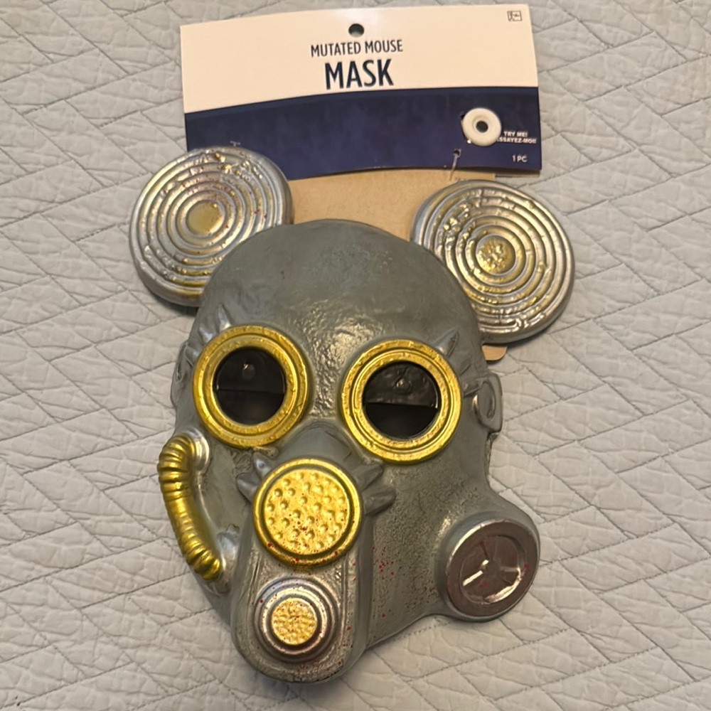 Mutated Mouse Mask - Gray and Gold